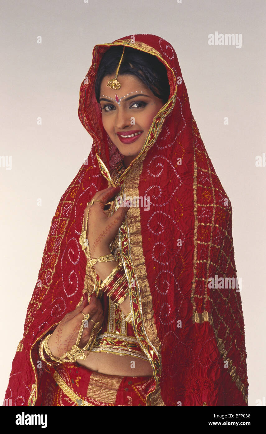 Indian Rajasthani bride in wedding dress India MR#145 Stock Photo ...