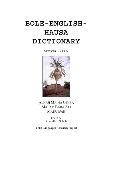 BOLE-ENGLISH- HAUSA DICTIONARY - UCLA