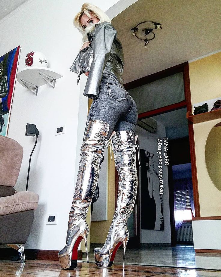 Dana Labo on Instagram: “#silverboots #silver #highheels ...