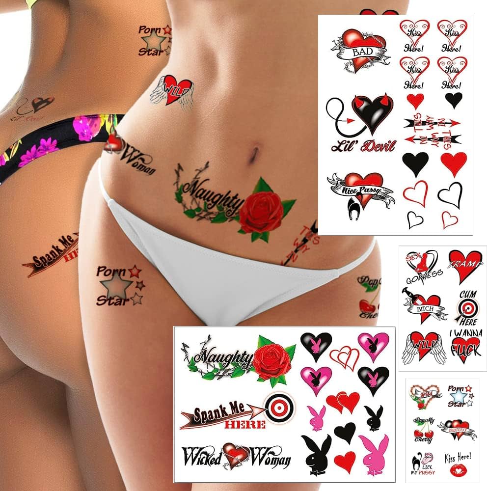 Amazon.com : 44+ Sexy Naughty Temporary Tattoos for Women Ladies ...