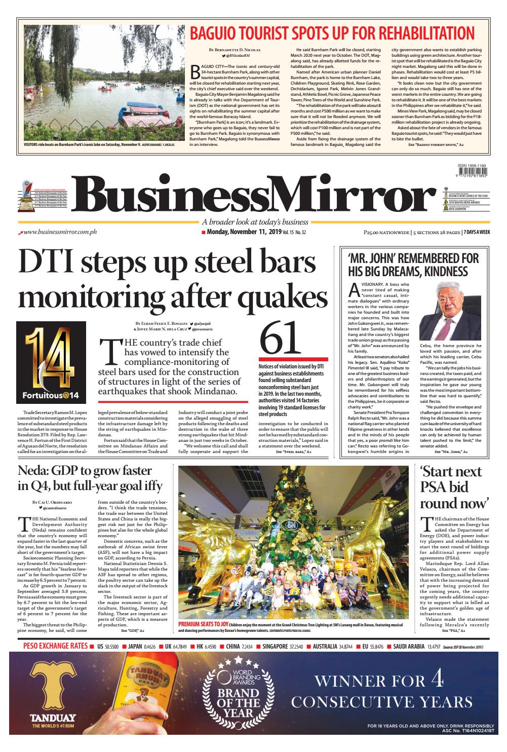 BusinessMirror November 11, 2019 by BusinessMirror - Issuu