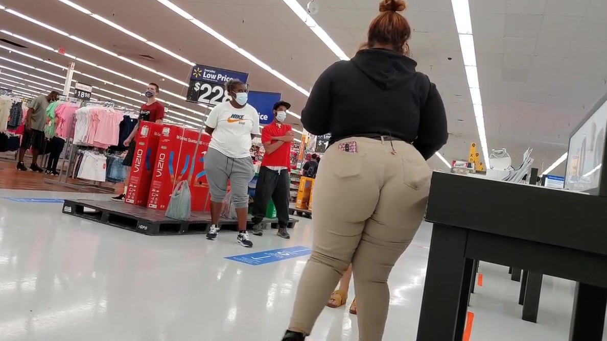 Bbw Walmart employee big booty wedgie see thru - watch on ...