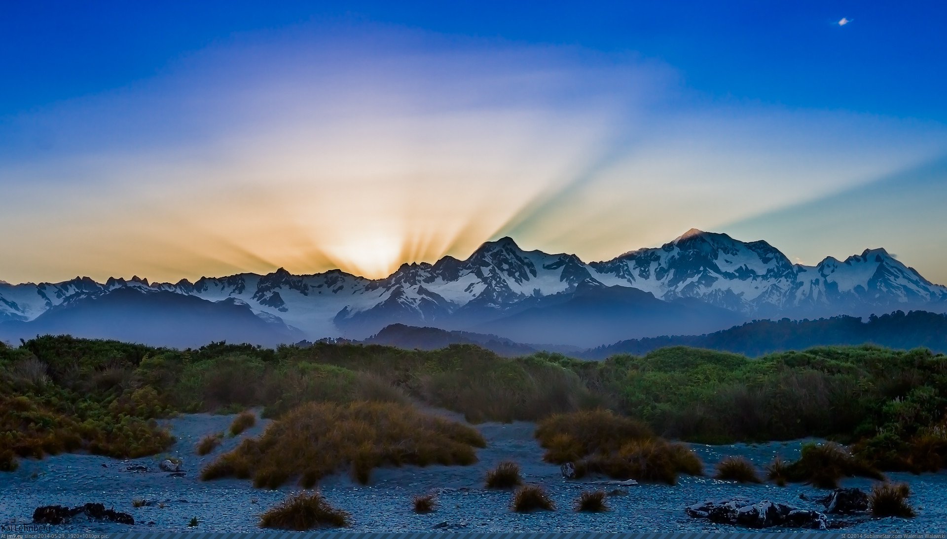 Pic. #1920x1080 #Mountains #Light #Cook #Rays #Tasman #Zealand ...