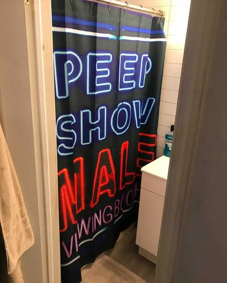 Peep Show Neon Shower Curtain Gay NYC West Village Porn Backroom ...