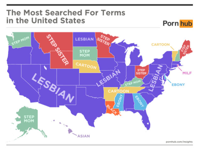 Pornhub reveals, state by state, its most popular search terms ...