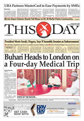 Tuesday 8th May 2018 by THISDAY Newspapers Ltd - Issuu