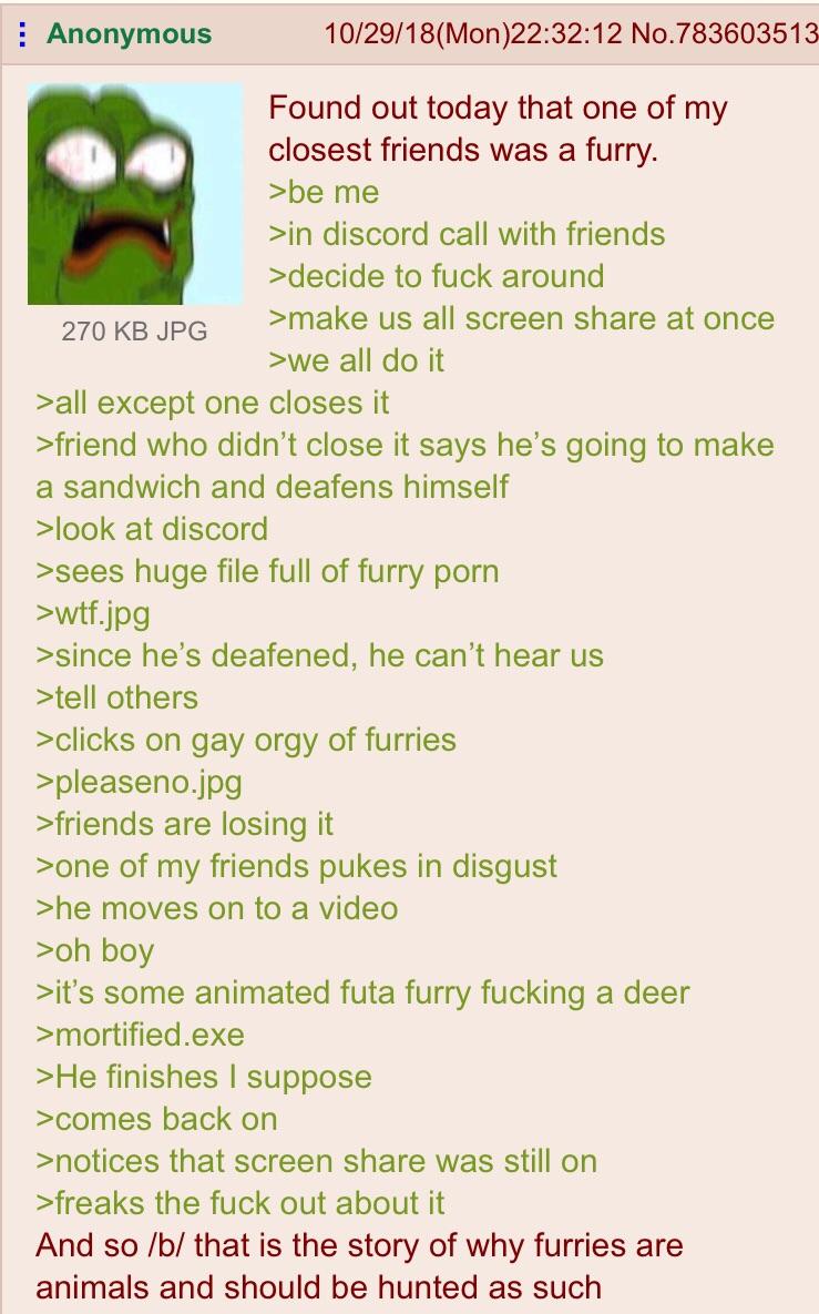 Anon finds out his friend is a furry : r/greentext