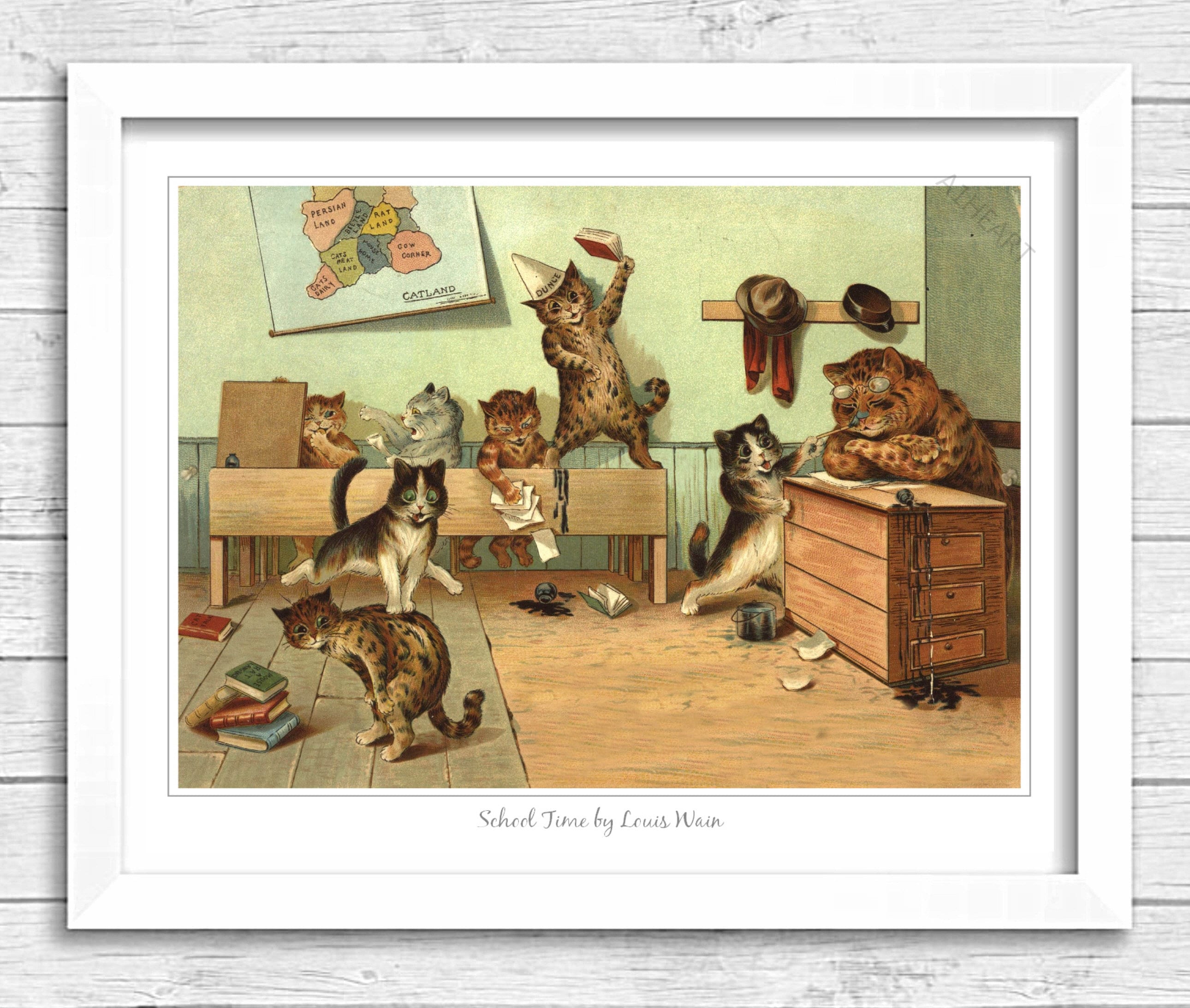 Cats School Time by Louis Wain Poster Print. Cat Lover Gift - Etsy