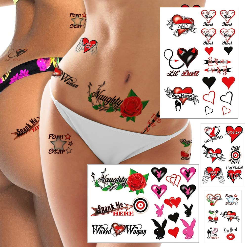 Amazon.com : 44+ Sexy Naughty Temporary Tattoos for Women Ladies ...