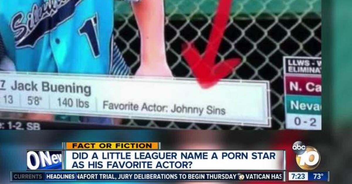Little Leaguer's favorite actor is a porn star?