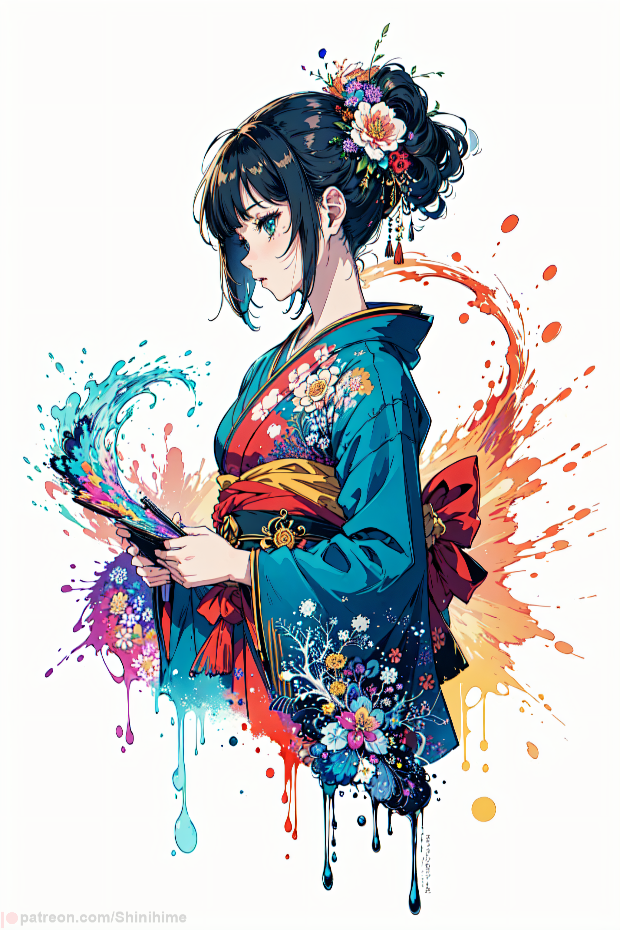 Waifus wearing kimono