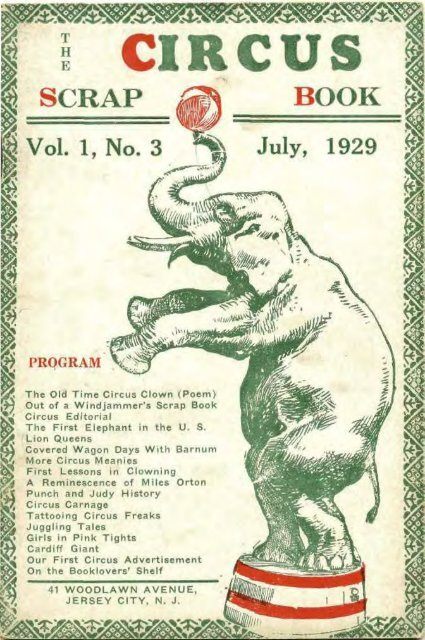 Circus Scrap Book, July 1929 - Circus Historical Society