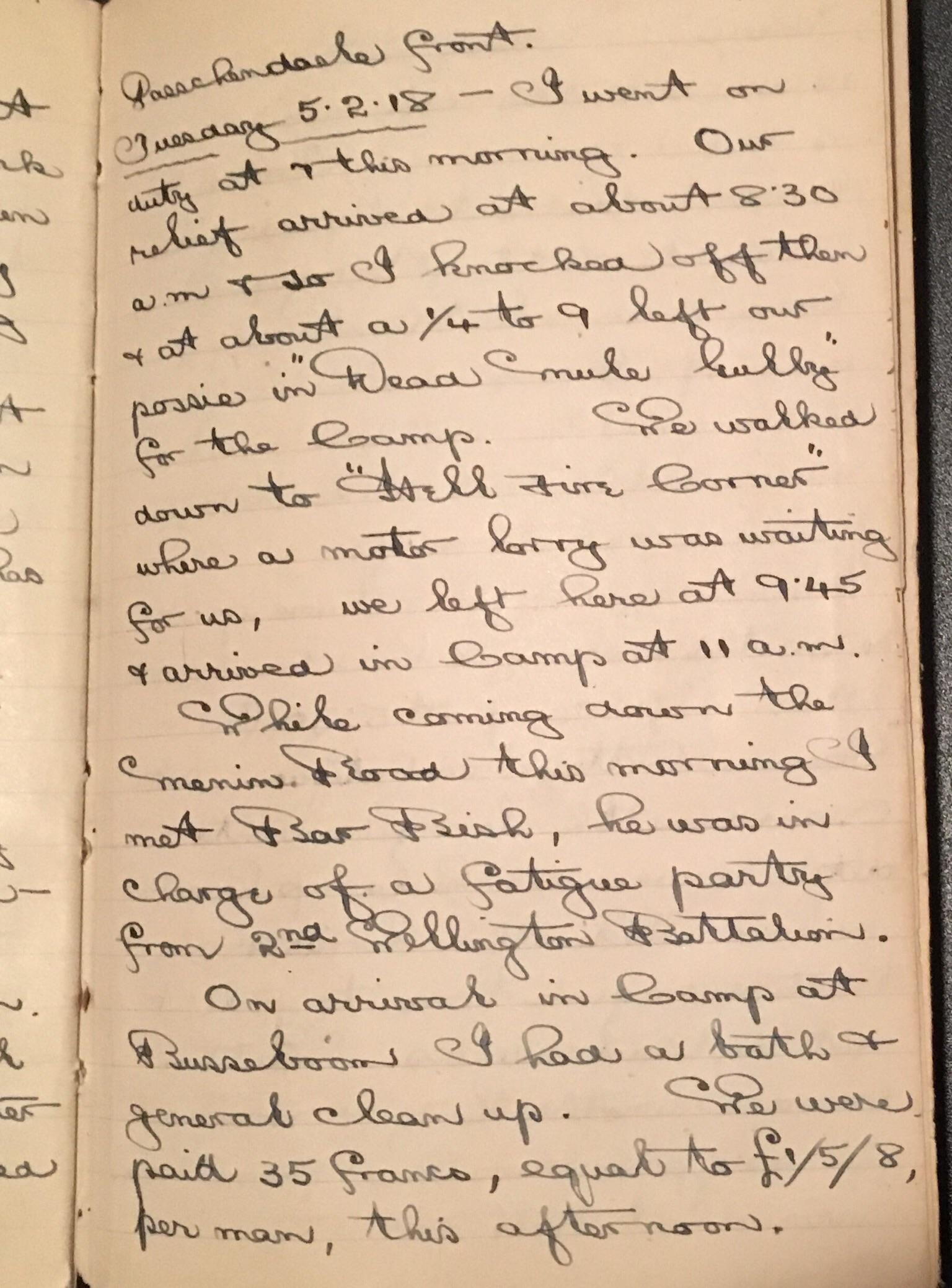 1930's] A page from my grandfather's transcribed copy of his WW1 ...