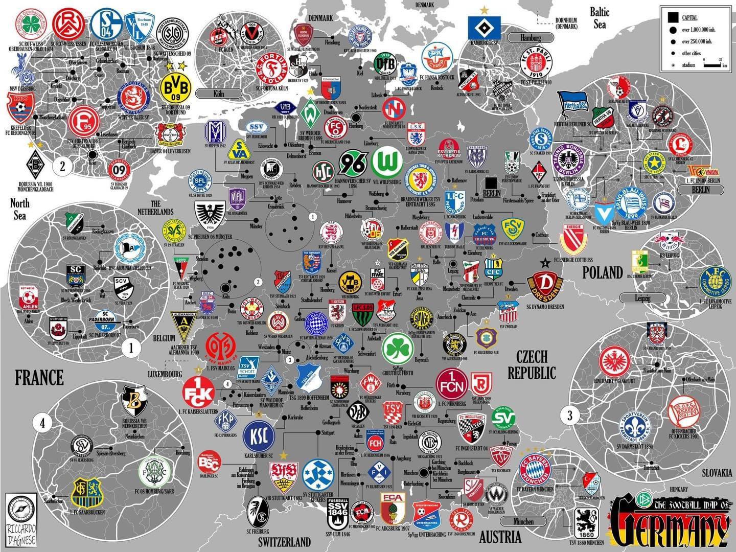 German Football Clubs Map : r/MapPorn