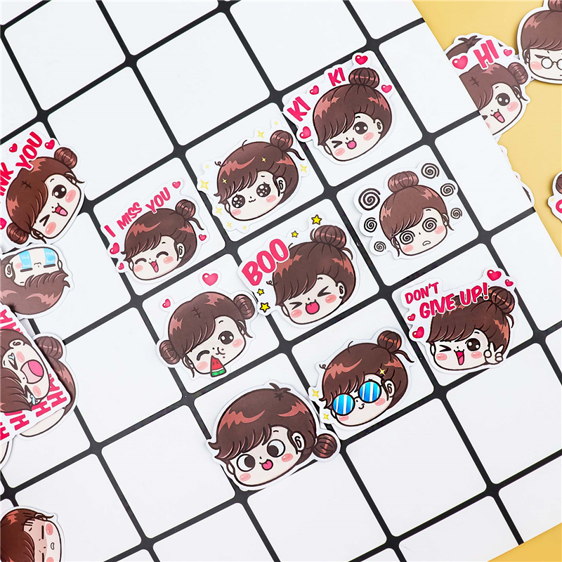 40pcs Colorful LINE Expression Boobib Girls Stickers Diary Photo ...