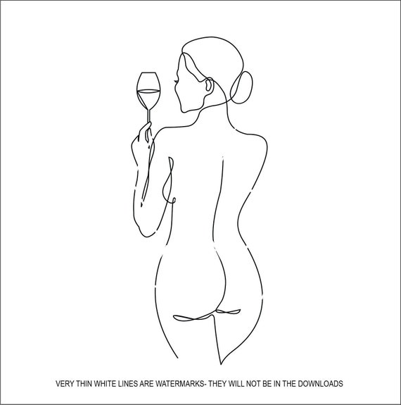 Sexy Backside Nude Lady Woman Wine Glass Outline Hot Beauty ...