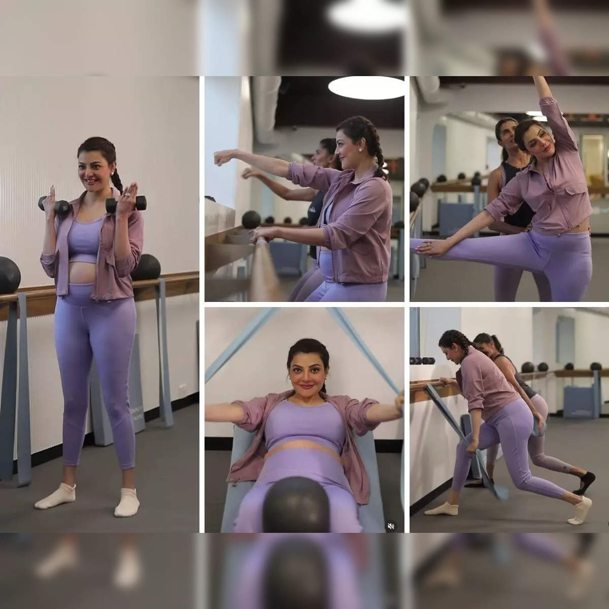 Kajal Aggarwal practises aerobic conditioning during pregnancy ...