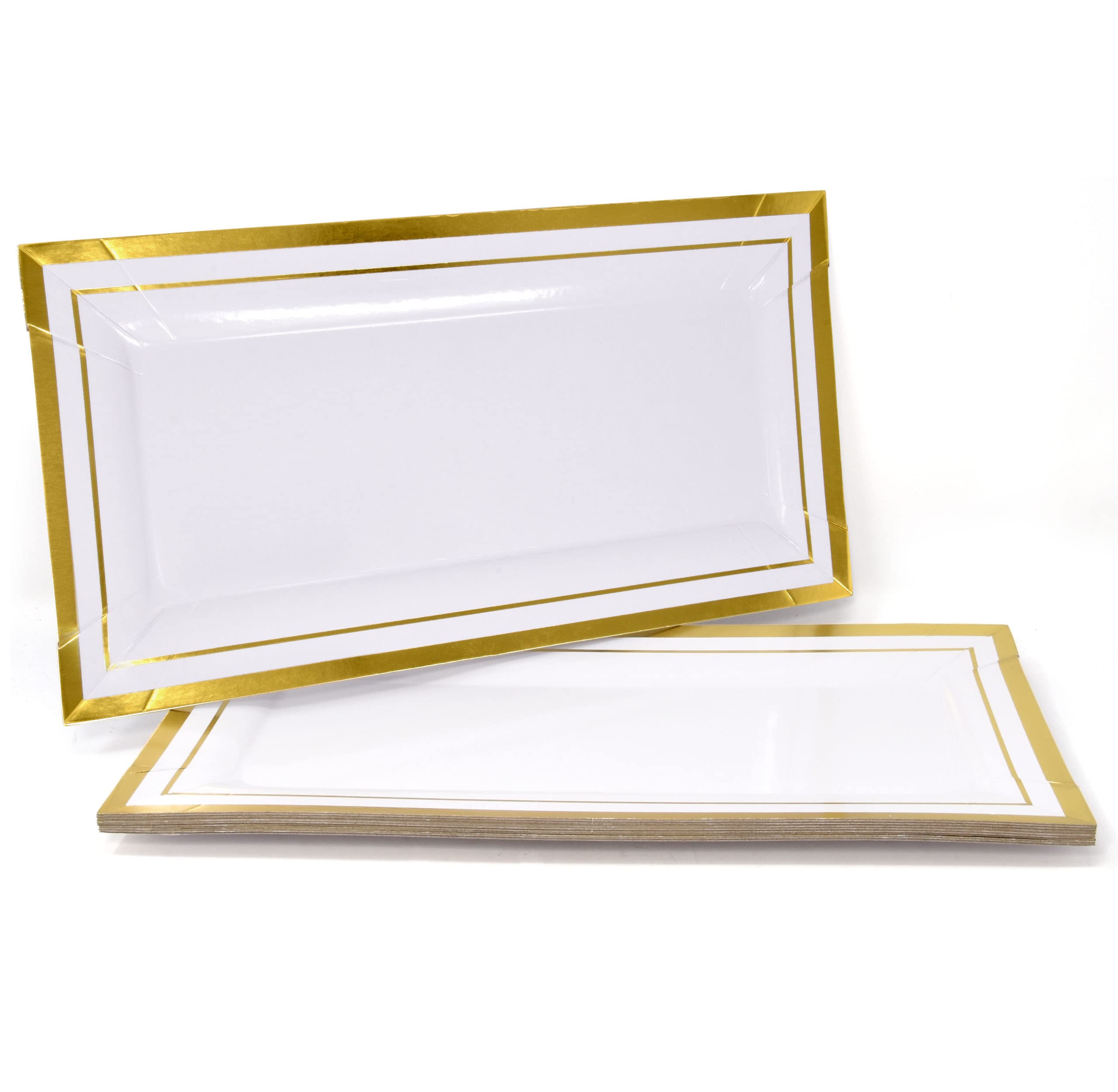 Amazon.com: Gift Boutique 10 White Rectangle Trays with Gold Rim ...