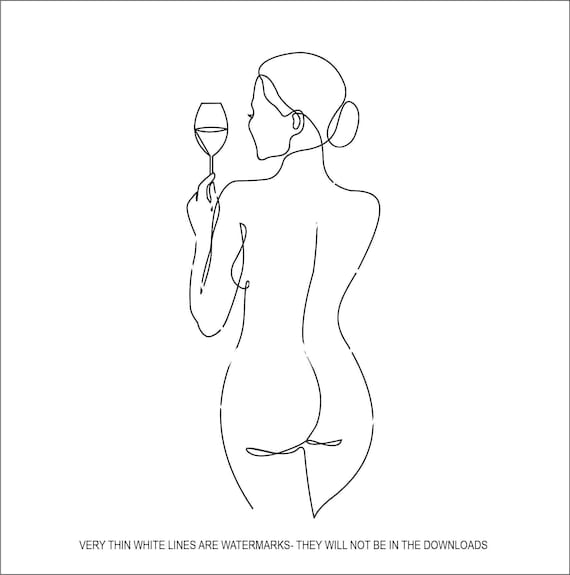 Buy Sexy Backside Nude Lady Woman Wine Glass Outline Hot Beauty ...