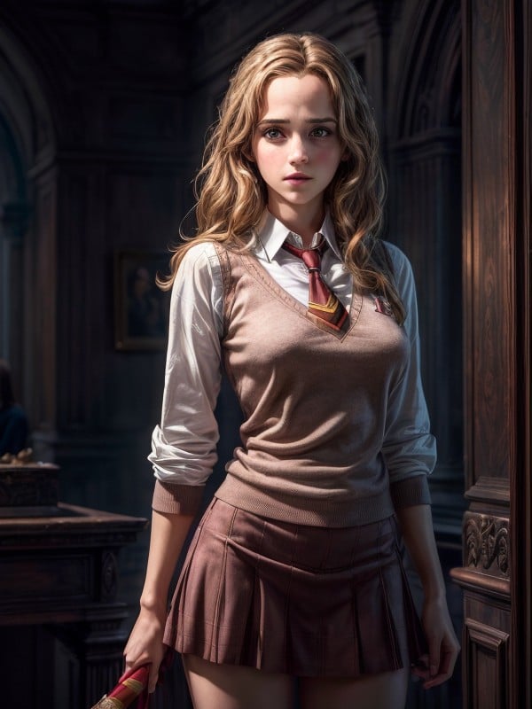 White Shirt, Sweater Vest, Hermione Granger Emma Watson AI Porn