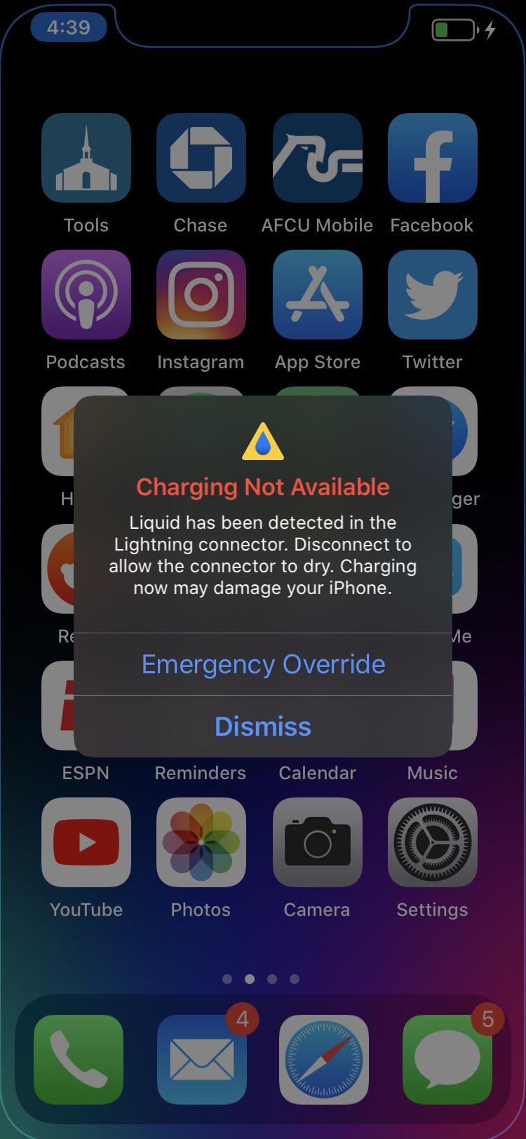 I've never seen a liquid in lightning port warning before. : r/iphone