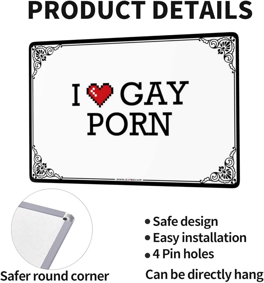 Amazon.com: Funny Metal Poster I Love Gay Porn Tin Sign Room ...