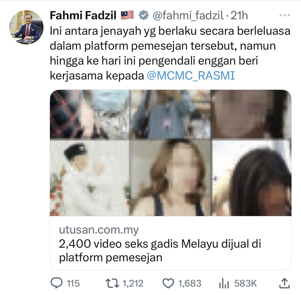 Fahmi is alleging that some messaging platforms are unwilling to ...