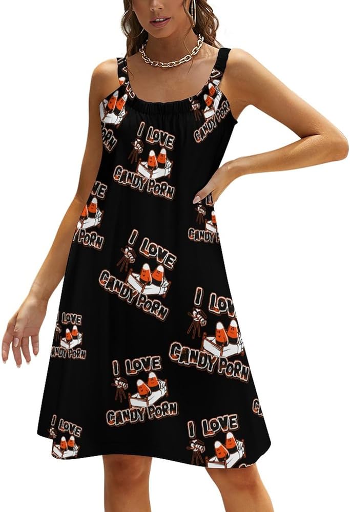 Amazon.com : I Love Candy Porn Stylish Sundress for Women ...