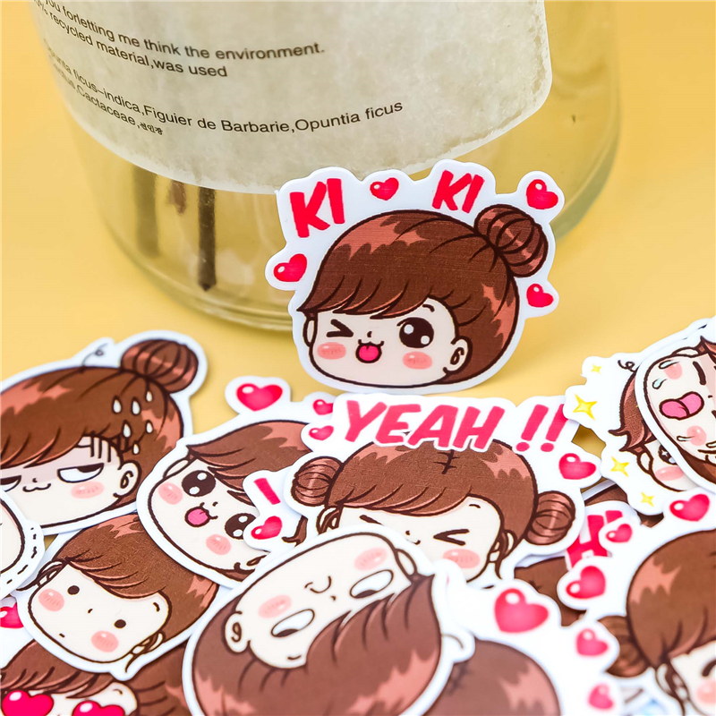 40pcs Colorful LINE Expression Boobib Girls Stickers Diary Photo ...