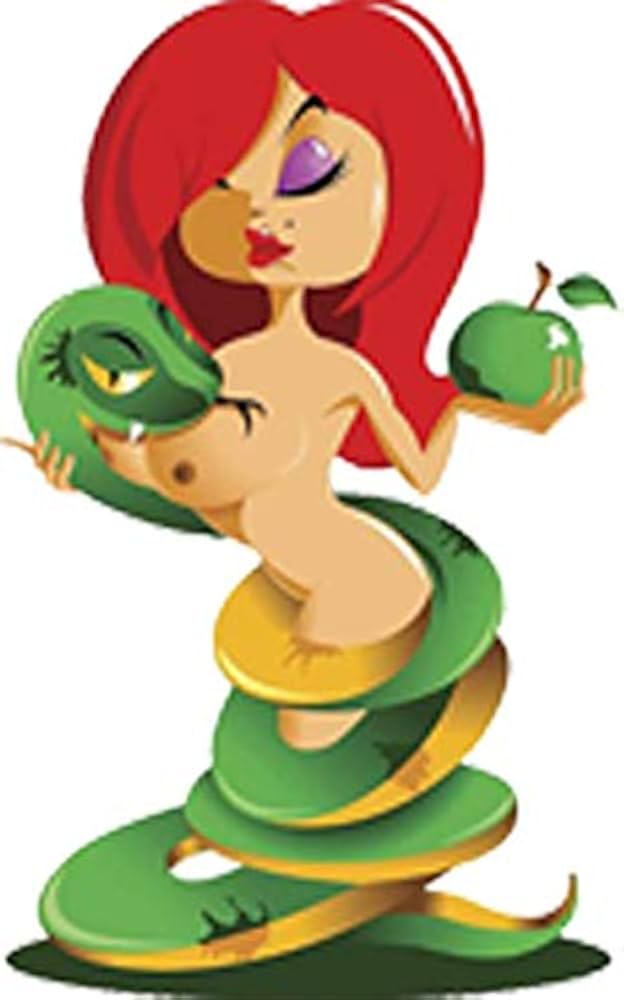 Amazon.com - Sexy Naked Eve with Snake and Poison Apple Cartoon ...