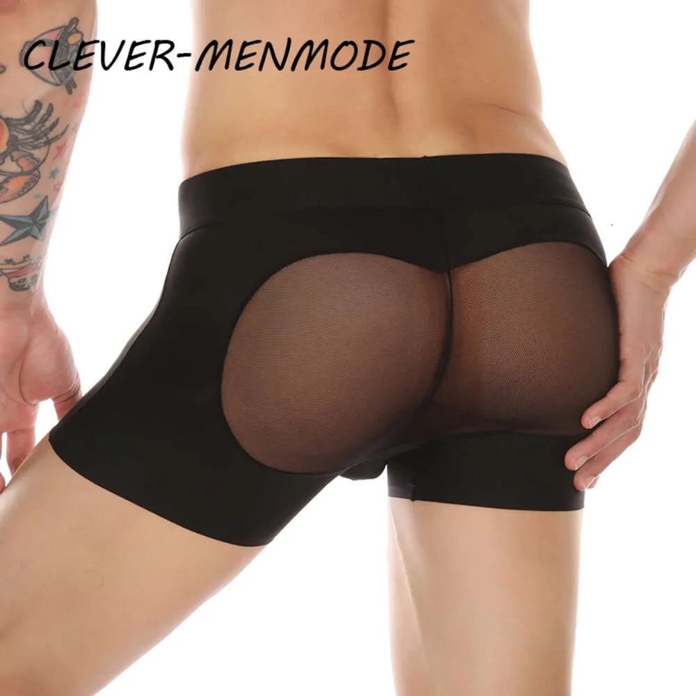 Mens Sexy Porn Low Rise Transparent Mesh Pouch Long Underpants Men ...