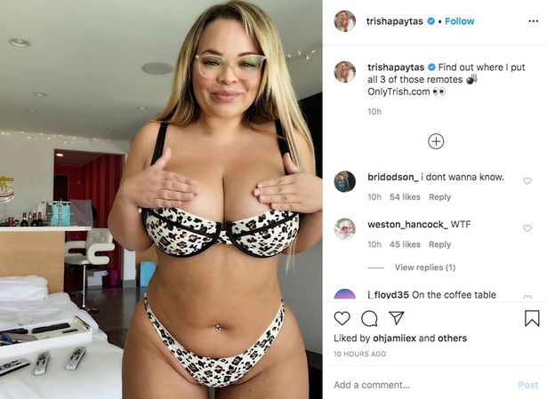 Trisha Paytas pulls bra down as she hints at explicit sex act with ...