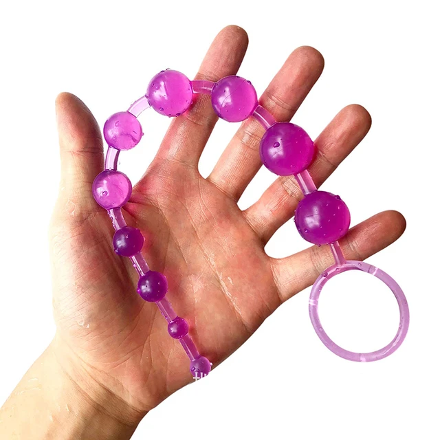 Soft Rubber Anal Plug Beads Long Orgasm Vagina Clit Pull Ring Ball ...