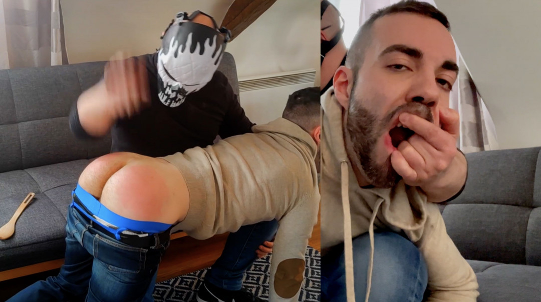 Amaury Evan's spanking gay porn video on Darkcruising