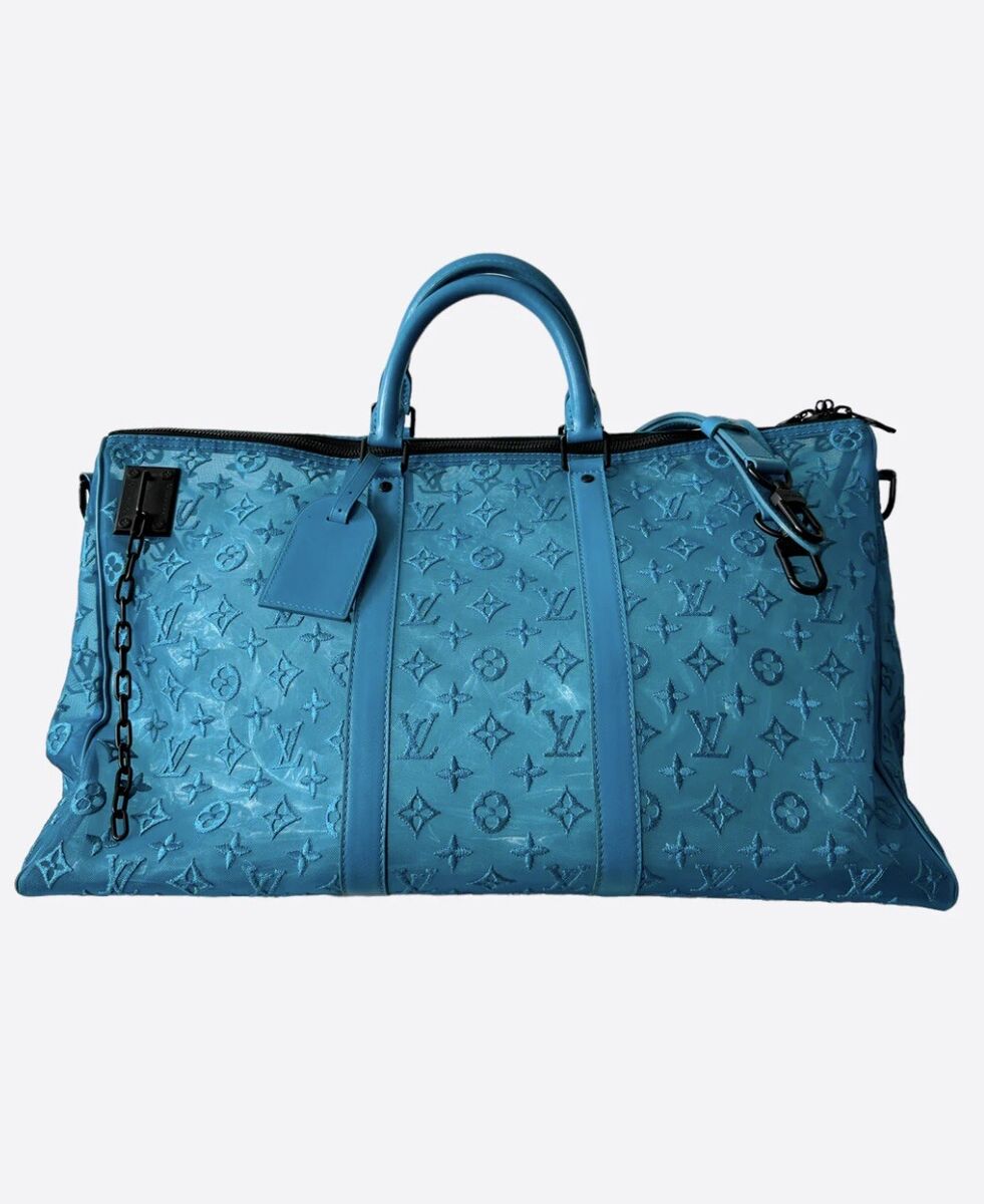 Louis Vuitton Blue Mesh Monogram Triangle Keepall 50 | eBay