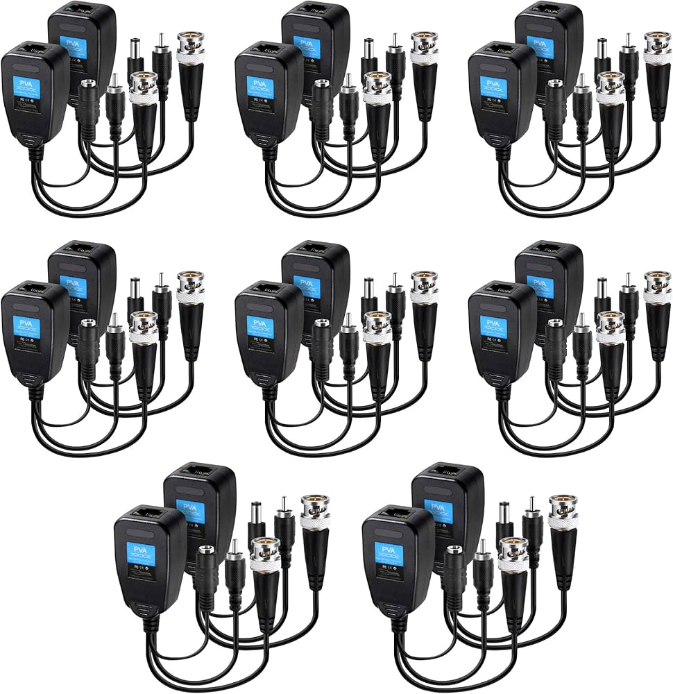 Amazon.com: Passive Video Balun 8 Pairs Passive Video Power Balun ...