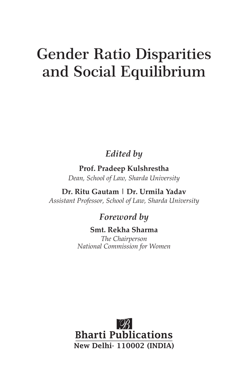 PDF) Gender Ratio Disparities and Social Equilibrium Edited by ...