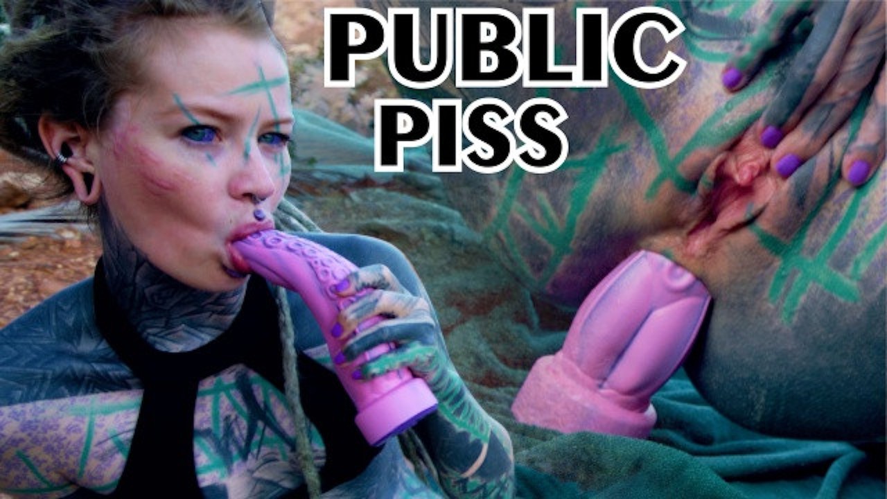 TATTOO Teen PUBLIC ANAL Masturbation and PISS - Toy Pee ...