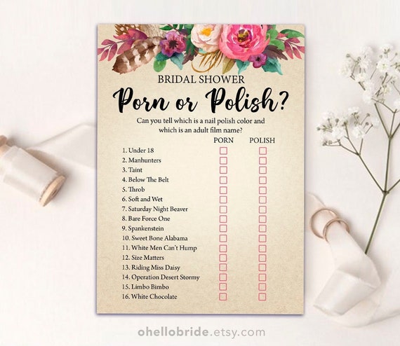 Printable Bridal Shower Games Porn or Polish Boho Bridal Shower ...