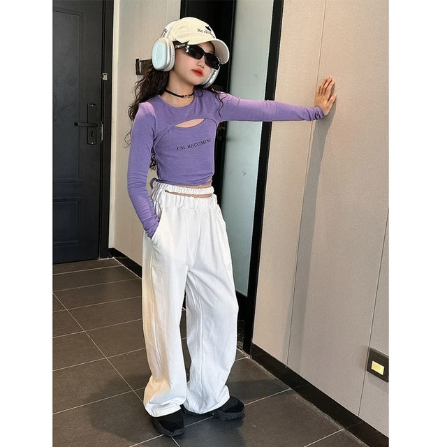 Girls Pants Wide Leg Loose Long Trouser Spring Fall 10 12 14 Year ...