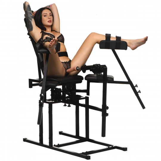 Leg Spreader Obedience Chair with Sex Machine: Sex Toy Distributing