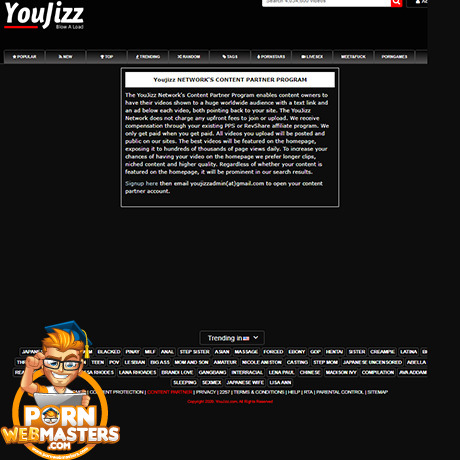 YouJizz - Youjizz.com - Porn Tube Content Partner Program