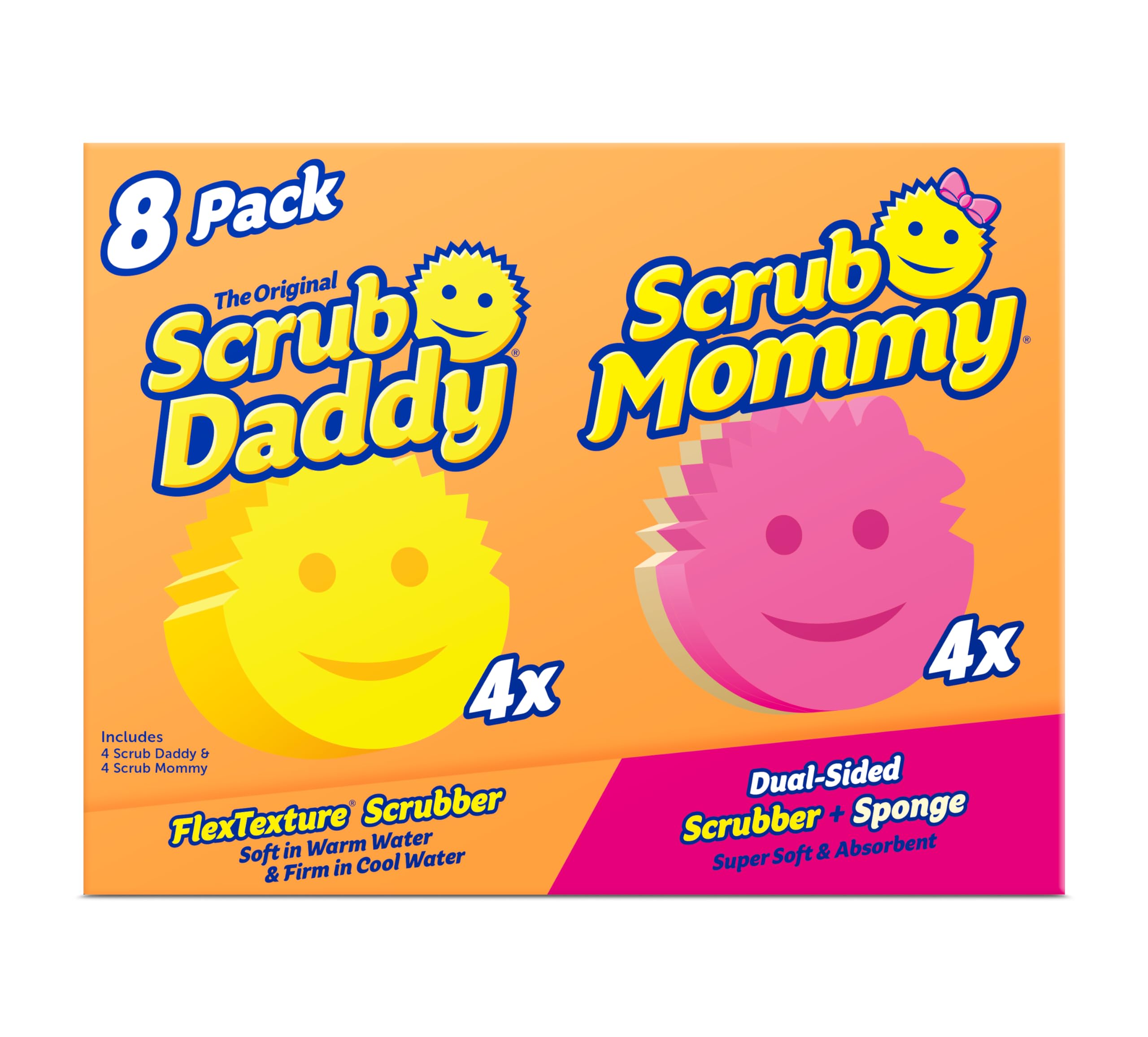 Amazon.com: Scrub Daddy Sponges 4 unidades + Scrub Mommy 4ct ...