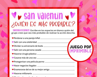 Spanish Valentines Day Who is Most Likely to Printable Games for ...