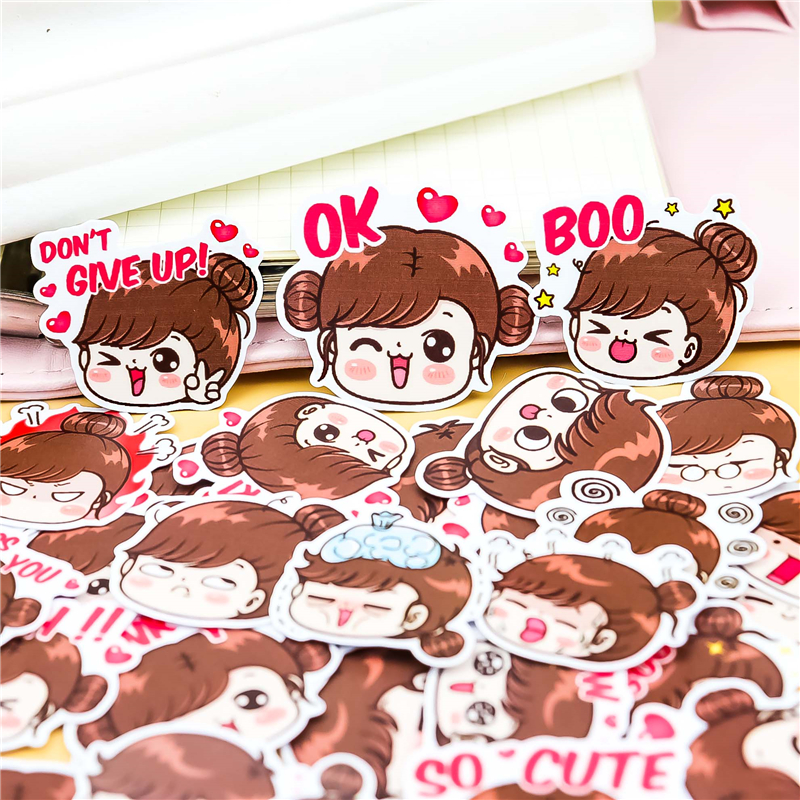 40pcs Colorful LINE Expression Boobib Girls Stickers Diary Photo ...