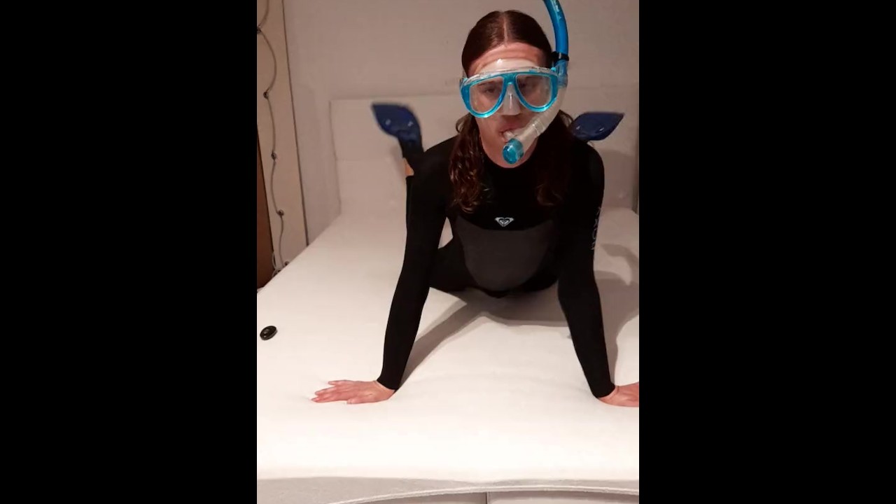 Wetsuit Trans Girl Playing with Snorkel Gear and Vibrator ...