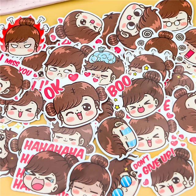 40pcs Colorful LINE Expression Boobib Girls Stickers Diary Photo ...