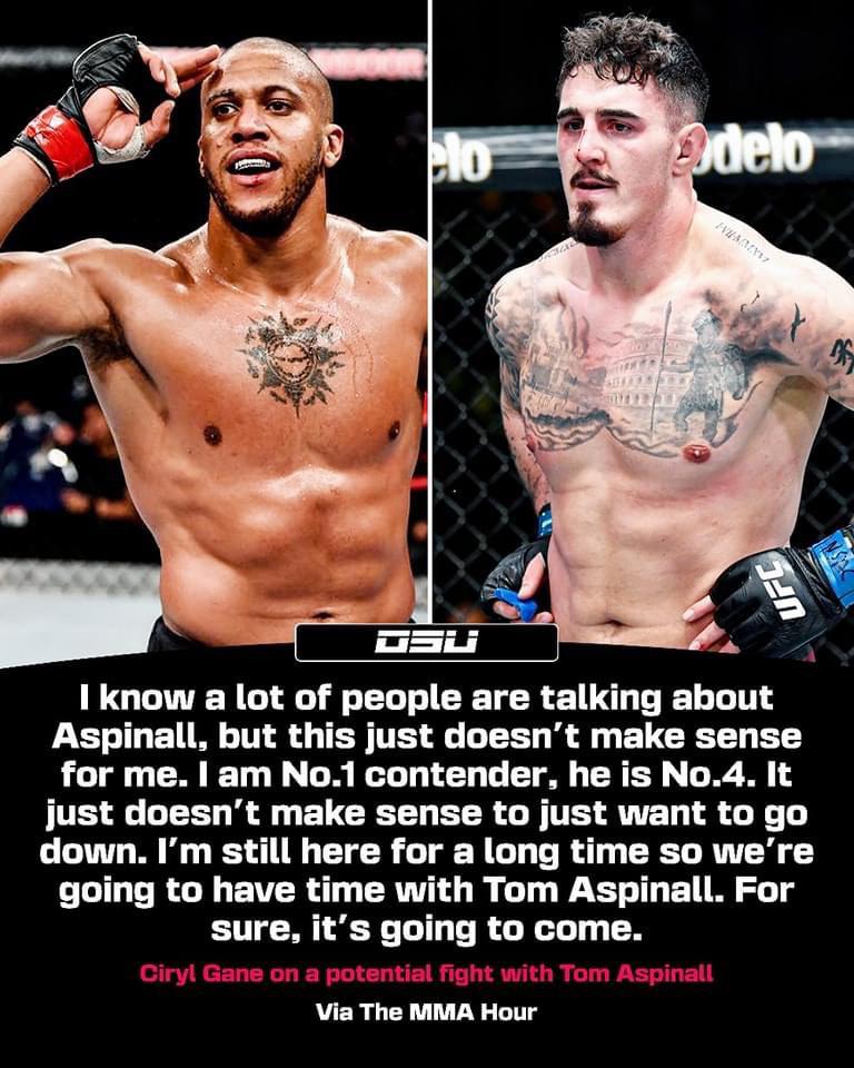 Ciryl Gane on a potential fight with Tom Aspinall : r/MMA