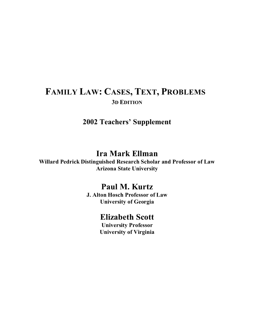 PDF) Family Law: Cases, Text, Problems