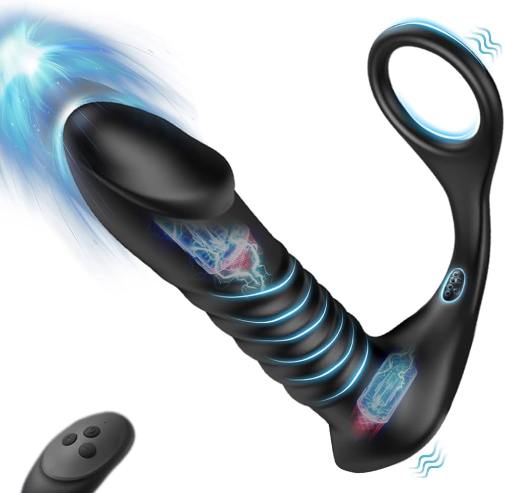 Amazon.com: Thrusting Anal Vibrator with Thick Penis Ring, 3*10 ...